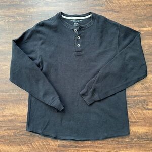 Faded Glory vintage black knit henley 100% cotton